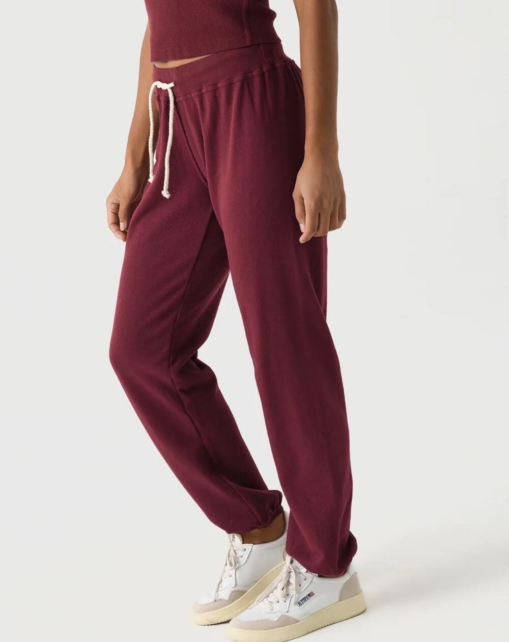 Perfect White Tee Relaxed Jogger Sweatpants French Terry Plum Womens Size Large